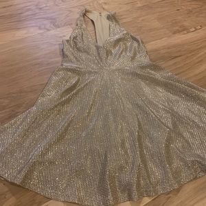 Lulus Gold Shimmery racerback sleeveless dress size S